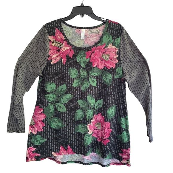 LulaRoe LYNNAE Long Sleeve Rose Gray & Black Size 2XL - Picture 1 of 6